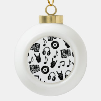 Muzikale Accessoires: Monochroom Patroon. Keramische Bal Ornament