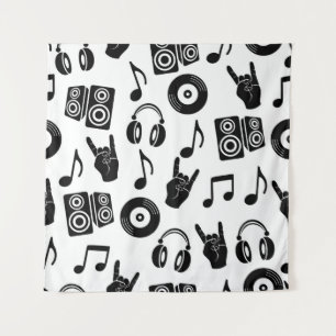 Muzikale Accessoires: Monochroom Patroon. Wandkleed