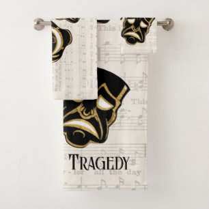 Muzikale Black & Gold Comedy en Tragedie Bad Handdoek