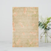 Muzikale bloemnoten Bloemen Perzik Beige Briefpapier (Staand voorkant)