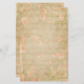 Muzikale bloemnoten Bloemen Perzik Beige Briefpapier (Voorkant / Achterkant)