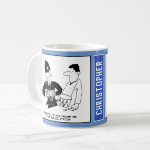 Muzikale Britse politieman met accordeon. grappig Koffiemok