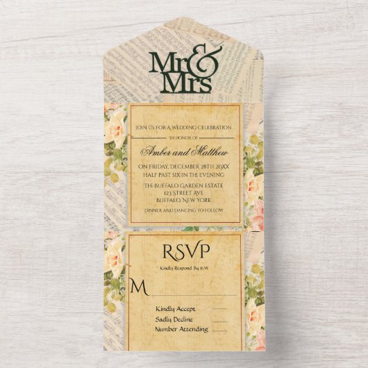 muzikale bruiloft all in one uitnodiging (Binnen)