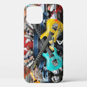 Muzikale collage: kleurrijke ritmische achtergrond iPhone 12 hoesje