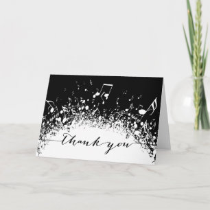 muzikale dank voor een zwarte en witte explosie bedankkaart