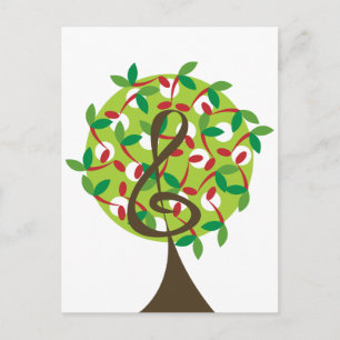 Muzikale Drieklank Kers Noten Boom Whimsical Natuu Briefkaart
