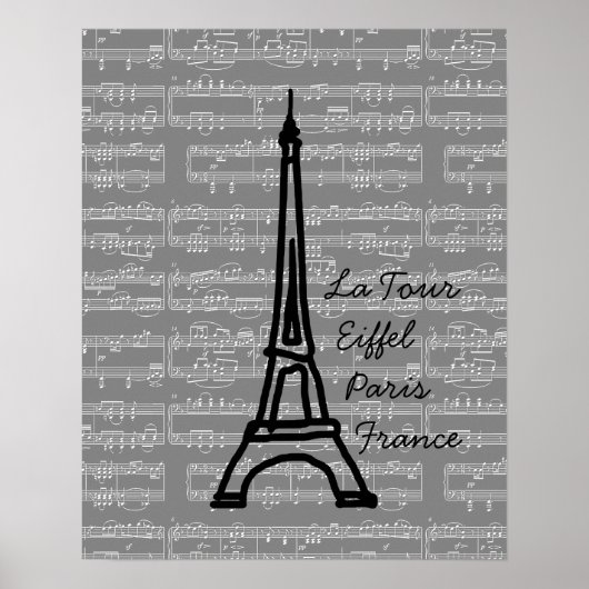  muzikale Eiffeltoren Parijs Poster (Voorkant)