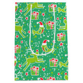 Muzikale gepersonaliseerde kerst groene geschenkta medium cadeauzakje (Achterkant)