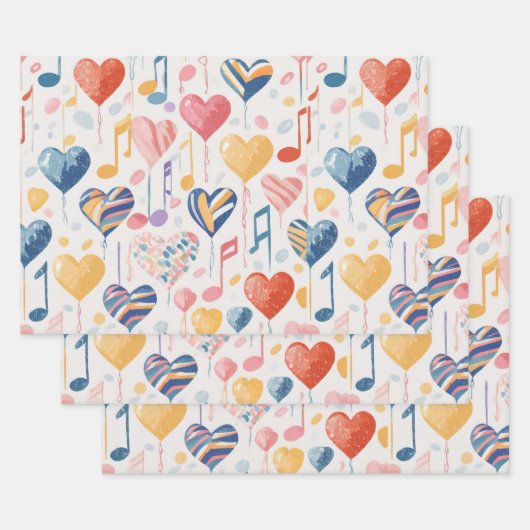 Muzikale harten inpakpapier vel (Set)