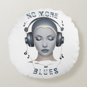 Muzikale Hoofdtelefoon Blues Rond Kussen