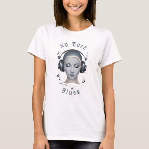 Muzikale Hoofdtelefoon Blues T-shirt