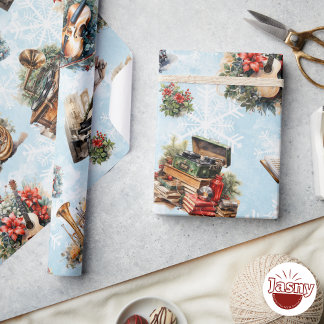 muzikale kerst cadeaupapier