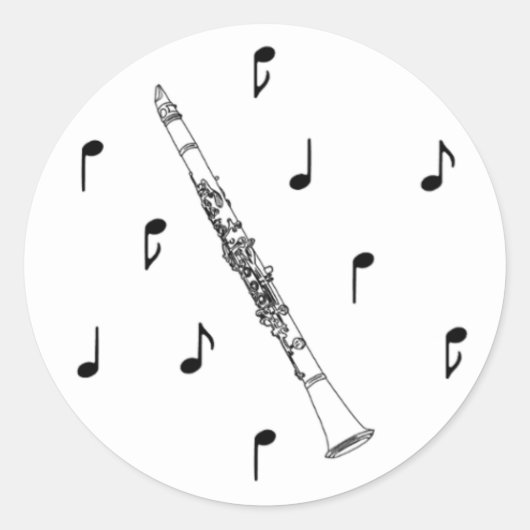 Muzikale klarinet ronde sticker (Voorkant)