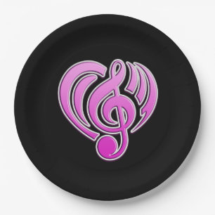 Muzikale Liefde Roze Hart Muzieknoot DJ Papieren Bordje