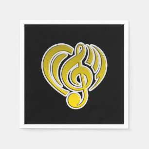 Muzikale Liefde Trillingen Gele Hart Muzieknoot DJ Servet