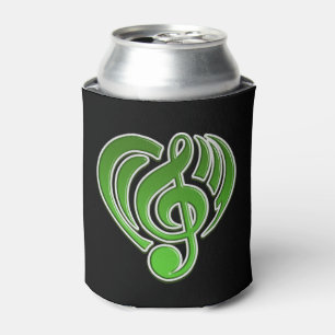 Muzikale liefde trillingen groen hart muzieknoot D Blikjeskoeler