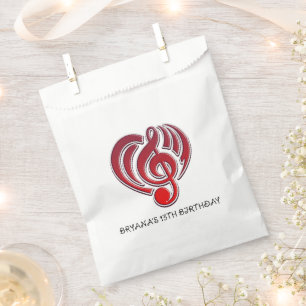 Muzikale liefde trillingen rood hart muzieknoot DJ Bedankzakje