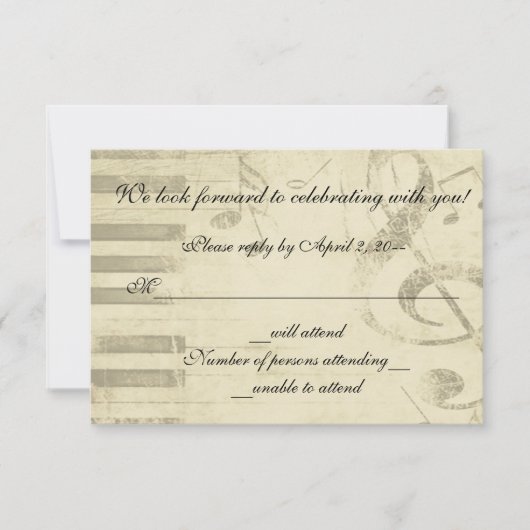 Muzikale muziek ontwerp trouwkaart RSVP antwoord (Voorkant)