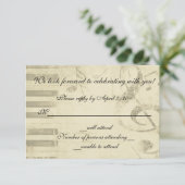 Muzikale muziek ontwerp trouwkaart RSVP antwoord (Staand voorkant)