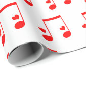 Muzikale noot Eenvoudige rode harten Cadeaupapier (Rol Hoek)