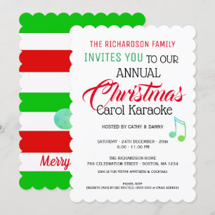 Muzikale noot Kerstmis Carol Karaoke Uitnodiging