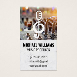 Muzikale noot Mic Logo klankbordmixer Visitekaartje