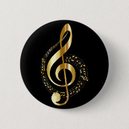 muzikale noot voor zwart en goud ronde button 5,7 cm