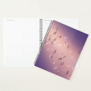 Muzikale noten in de Moonlight lavendel Planner