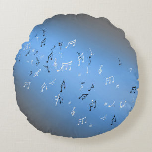 Muzikale noten in het maanlicht blauw grijs rond kussen