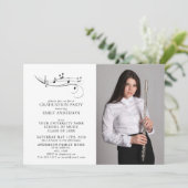 Muzikale noten Zwart & Wit Foto Afstuderen Kaart (Staand voorkant)