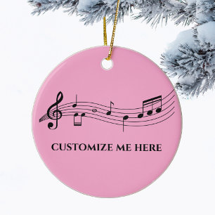 Muzikale Notities Custom Music Teacher Pink Christ Keramisch Ornament