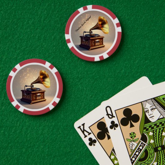 "Muzikale retro charme" Poker Chips (Pokertafel (Dubbel))