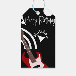 Muzikale Rockster Elektrische Gitaar Verjaardag Cadeaulabel