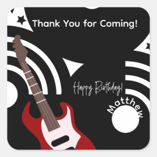 Muzikale Rockster Elektrische Gitaar Verjaardag Vierkante Sticker