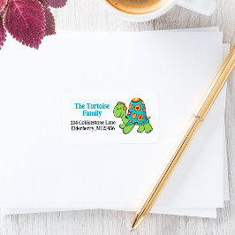 Muzikale schildpad Kleurrijke schildpad Muziek Etiket