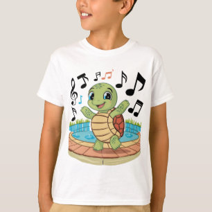 Muzikale schildpad met microfoon t-shirt