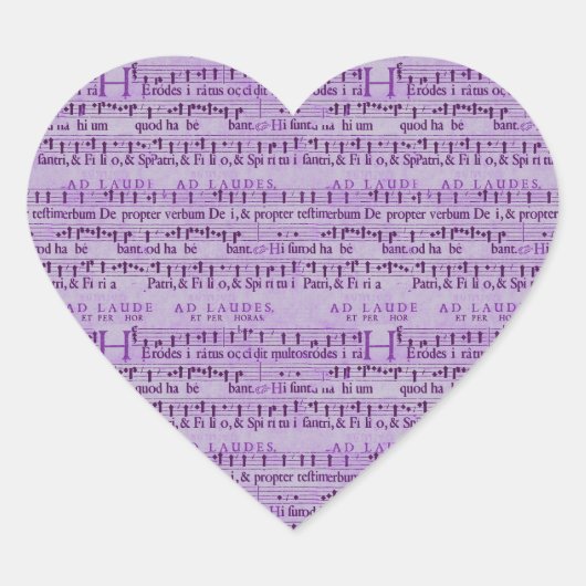Muzikale Score Oud Paarse Papier Ontwerp Hart Sticker (Voorkant)