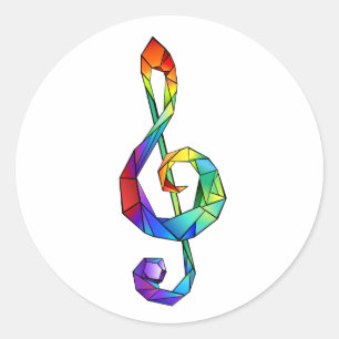 Muzikale sleutel in discantsleutel regenboog ronde sticker