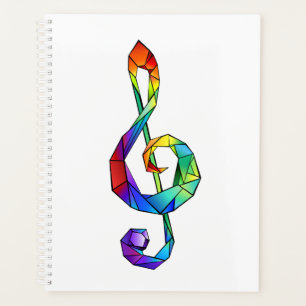 Muzikale sleutel in regenboogkleuren met vioolsleu planner