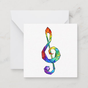 Muzikale sleutel in regenboogkleurige discant sleu notitiekaartje