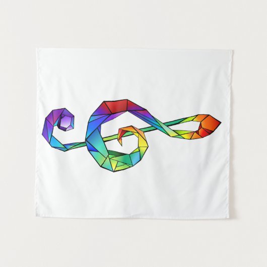 Muzikale sleutel in regenboogkleurige discant sleu wandkleed (Voorkant (horizontaal))