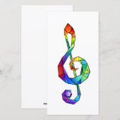 Muzikale sleutel in regenboogkleurige vioolsleutel feestdagenkaart (Voorkant / Achterkant)