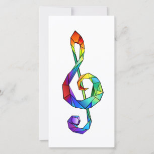 Muzikale sleutel in regenboogkleurige vioolsleutel feestdagenkaart