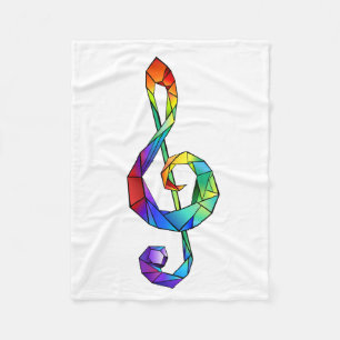 Muzikale sleutel in regenboogkleurige vioolsleutel fleece deken