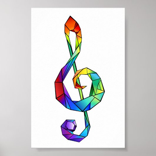 Muzikale sleutel in regenboogkleurige vioolsleutel poster (Voorkant)