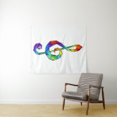 Muzikale sleutel in regenboogkleurige vioolsleutel wandkleed (In Situ (horizontaal))