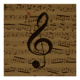 Muzikale Treble Clef Bladmuziek Classic Perfect Poster