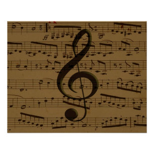 Muzikale Treble Clef Bladmuziek Classic Perfect Poster
