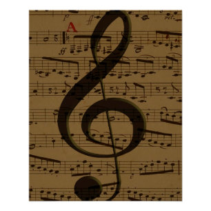 Muzikale Treble Clef Bladmuziek Classic Perfect Poster