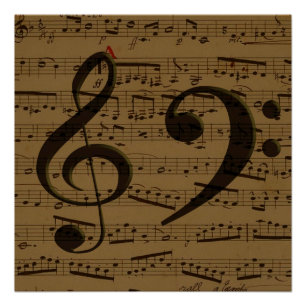 Muzikale Treble Clef Bladmuziek Classic Perfect Poster